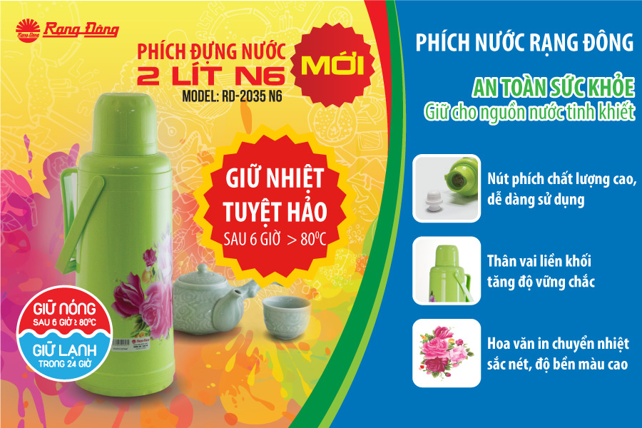 Rạng Đông chính thức ra mắt dòng phích 2 lít với tính năng giữ nóng & giữ lạnh