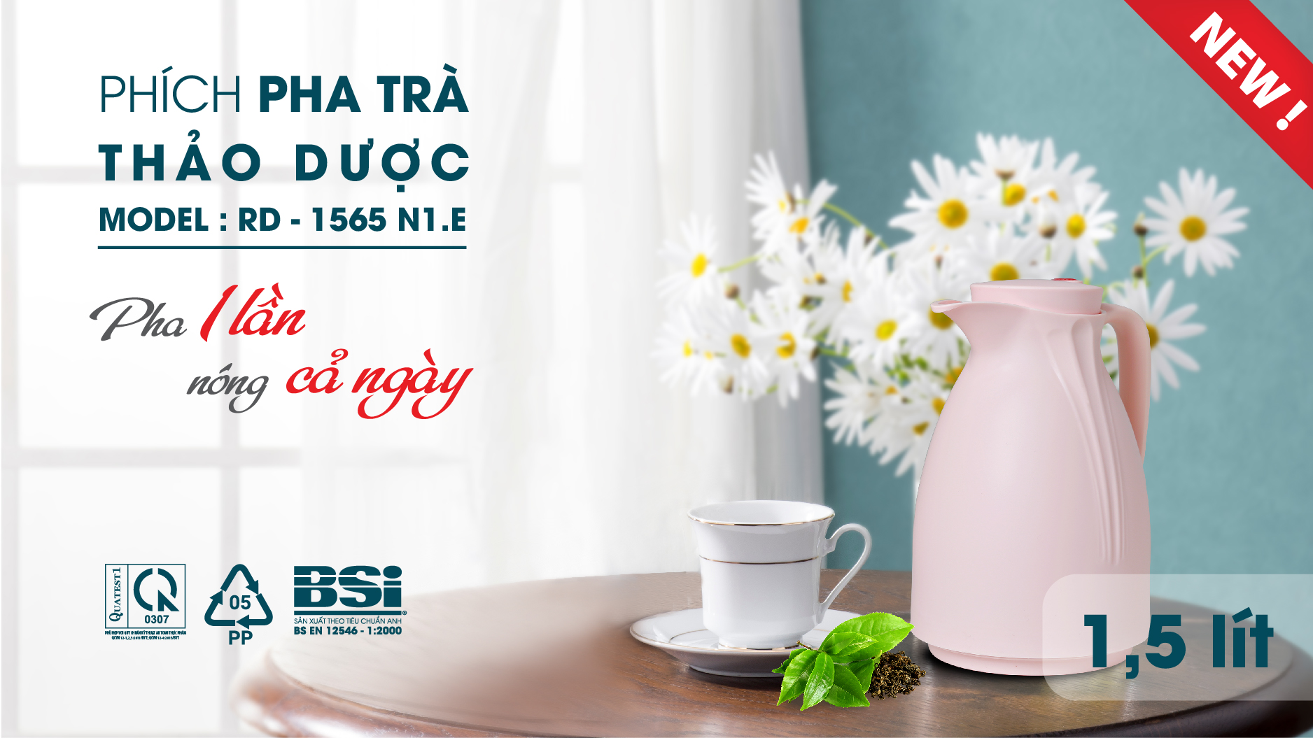 Phích pha trà thế hệ mới RD 1565N1.E: Sang trọng & Tiện dụng